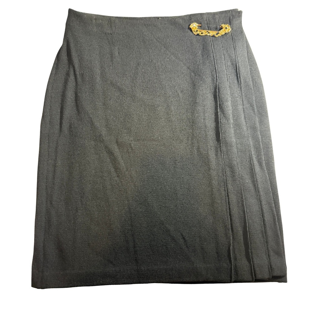 St. John Collection Gray Pencil Skirt with Gold Detail
